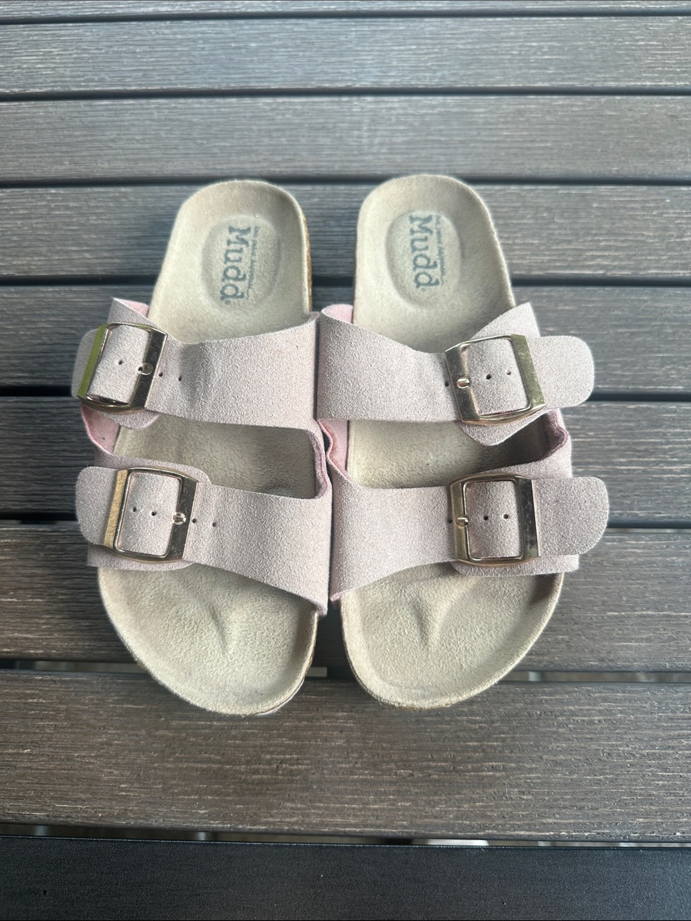 Mudd Women's Double Buckle Slide Sandals in Light Pink